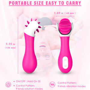 Crazy Tongue – Vibrator Clitoris Waterproof, ABS Premium si Silicon, rotativ, 13.6 cm, Ø 4.3 cm