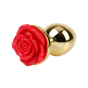 Showy Rose Butt Plug - Dop anal metalic, medium, auriu Ø 3,3 cm