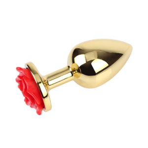Showy Rose Butt Plug - Dop anal metalic, medium, auriu Ø 3,3 cm