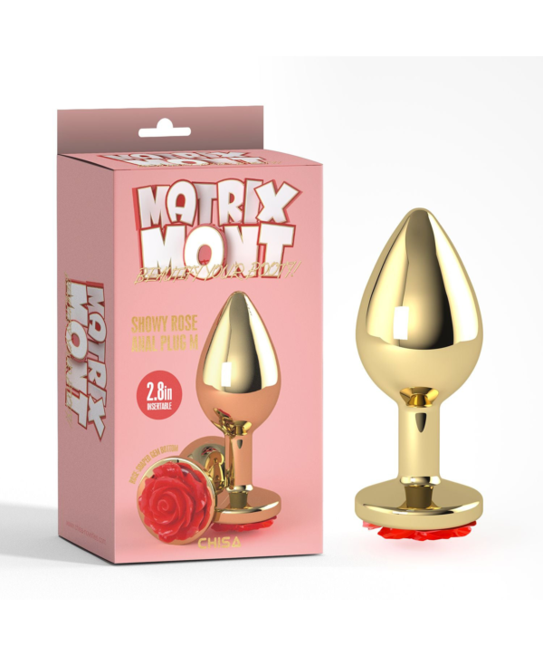 Showy Rose Butt Plug - Dop anal metalic, medium, auriu Ø 3,3 cm