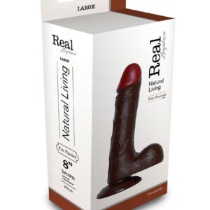 Passion - Dildo realistic cu ventuza, maro, 20.5 cm