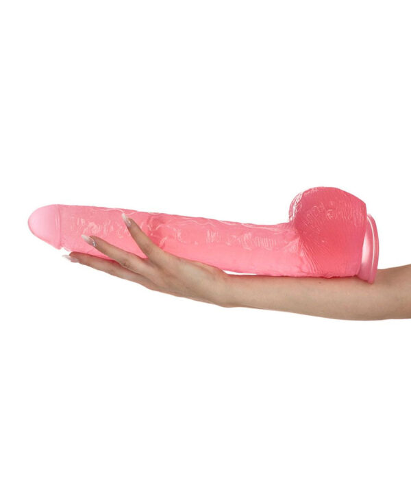 Golia - Huge Dildo XXL cu ventuza, roz transparent, 41 cm