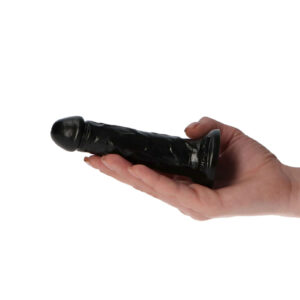 Poldo - Dildo realistic cu ventuza, negru, 13 cm