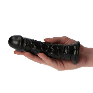 Rino - Dildo realistic cu ventuza, negru, 15 cm