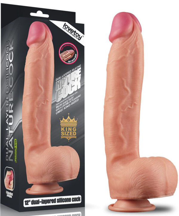 Lovetoy Dual Layer Noah - Huge Dildo XXL cu Ventuza, 30.5 cm