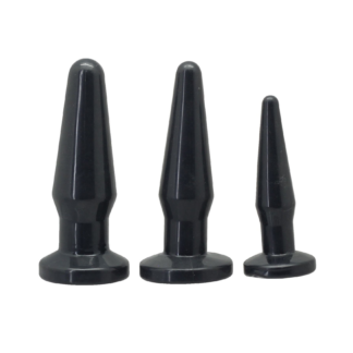 Happy Set Butt Plug - Set dopuri anale, waterproof, negru, 3 buc