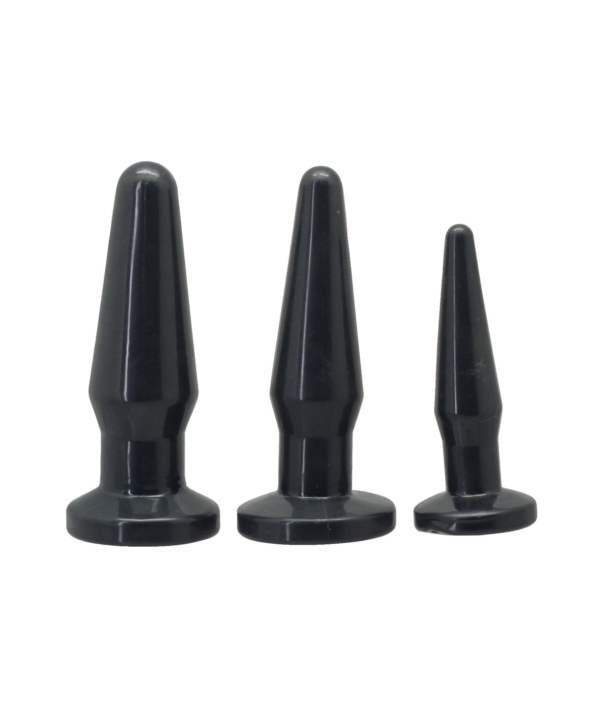 Happy Set Butt Plug - Set dopuri anale, waterproof, negru, 3 buc