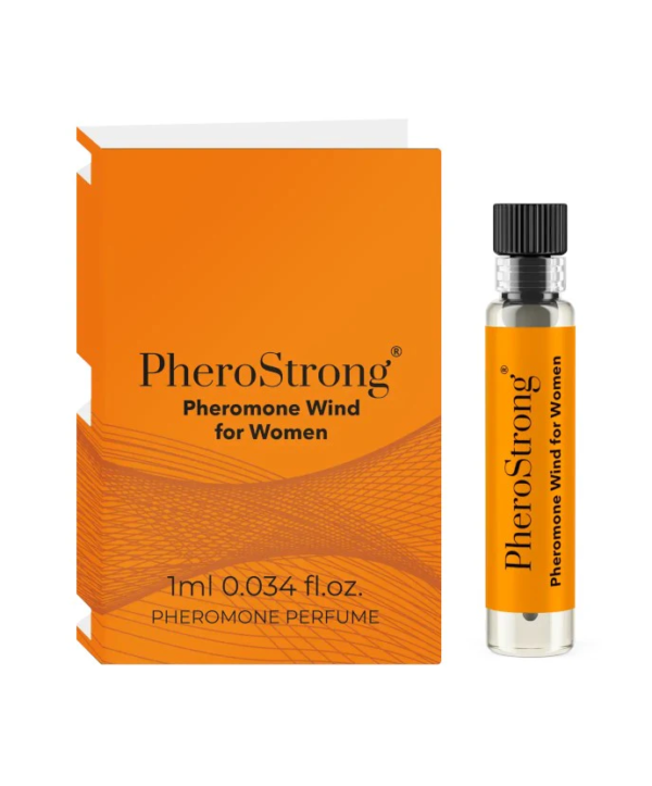 PheroStrong Wind – Mostra Parfum cu feromoni pentru femei, cu note de lemn de crin alb, mosc si lemn de santal - 1 ml