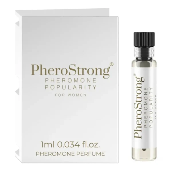 PheroStrong Popularity – Mostră Parfum cu Feromoni Femei, Zmeură • Căpșuni • Bujor • Mosc, 1 ml