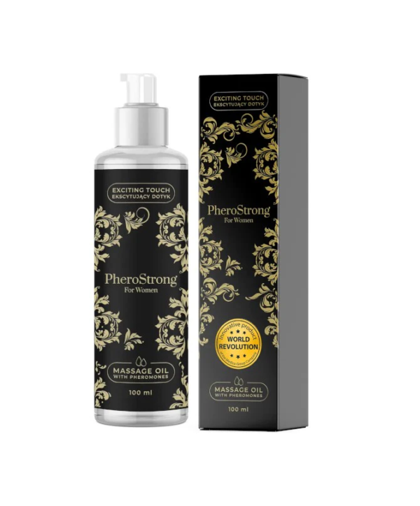 PheroStrong Massage – Ulei de masaj erotic cu feromoni, uleiuri vegetale si unt de cacao, pentru femei - 100 ml