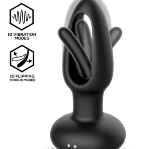 IY - Sasha - Vibrating Plug with Flipping Tongue and Remote - Black