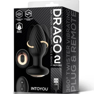IY - Drago - Butt Plug Vibration, 360° Twister Movement with Remote Controle - Black