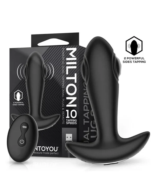 IY - Milton -Dual Tapping Anal Plug with Remote Control - Black