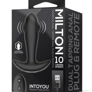 IY - Milton -Dual Tapping Anal Plug with Remote Control - Black