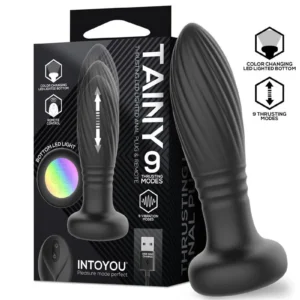 IY - Tainy - Thrusting Led Lighted Anal Plug with Remote Control - Black
