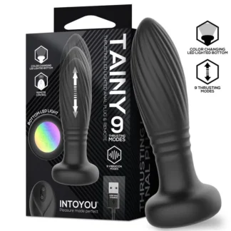 IY - Tainy - Thrusting Led Lighted Anal Plug with Remote Control - Black