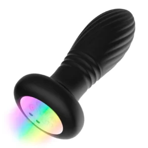 IY - Tainy - Thrusting Led Lighted Anal Plug with Remote Control - Black