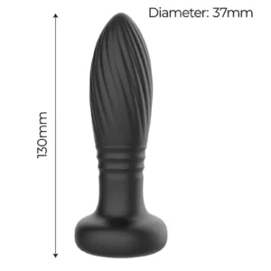 IY - Tainy - Thrusting Led Lighted Anal Plug with Remote Control - Black