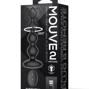IY - Mouve - Butt Plug with Waving and Vibration with Remote Control, 2 Motors - Black