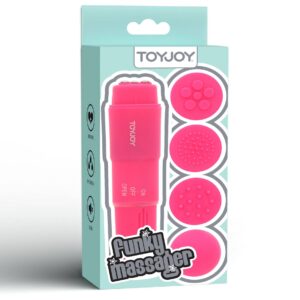 ToyJoy Funky Massager – Mini Vibrator Wand, TPE moale, Waterproof, Ø 2,5 cm, Roz