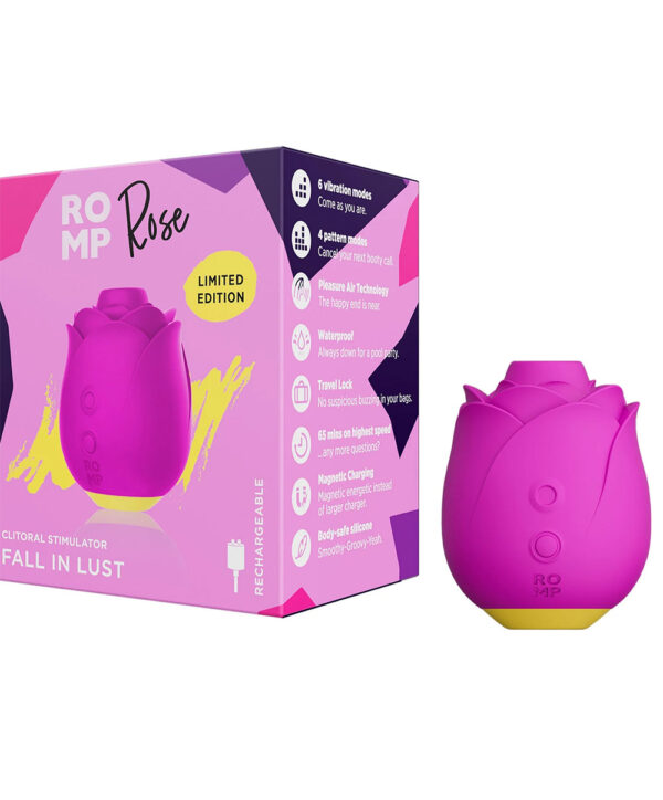 Romp Rose – Vibrator Trandafir cu Pleasure Air, Stimulator Clitoris, 10 moduri de stimulare