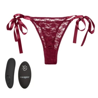 Remote Control Lace Thong Set – Chiloti cu vibrator, cu telecomanda, stimulator clitoris, 12 moduri vibratie