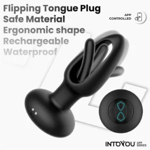 IY - Zack - Anal Plug with Flipping Tongue (with App Control) - Black