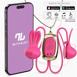 IY - Tickly - Nipple Clamps with Necklace (with App Control) - Pink