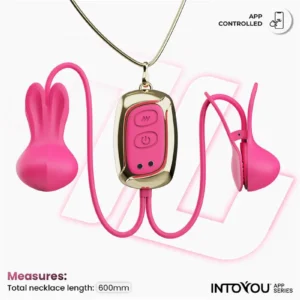 IY - Tickly - Nipple Clamps with Necklace (with App Control) - Pink