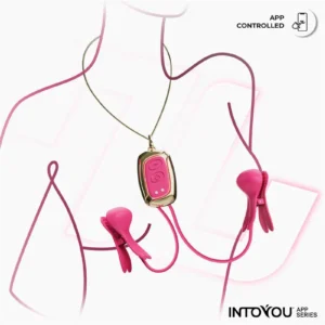 IY - Tickly - Nipple Clamps with Necklace (with App Control) - Pink