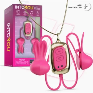 IY - Tickly - Nipple Clamps with Necklace (with App Control) - Pink