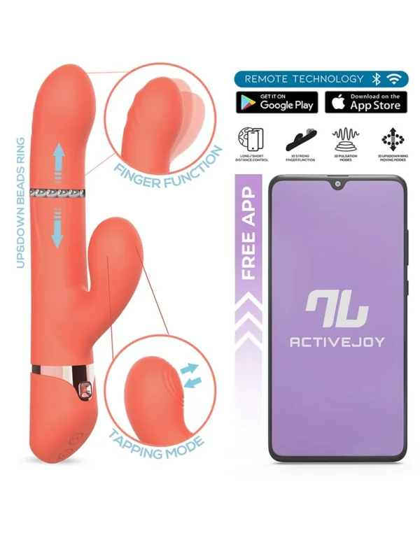 IY - Mindy - Rabbit Vibrator with Beads and App - Orange