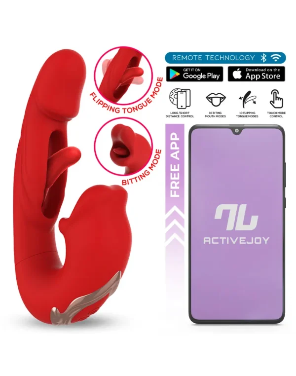 IY - Mouty - Biting & Flipping Rabbit Vibrator with App - Red