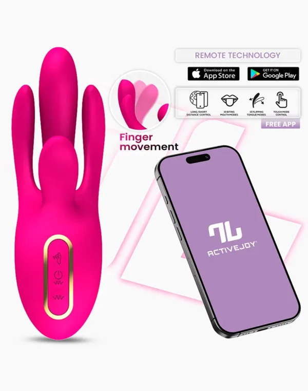 IY - Derek - Vibe with Finger Movement, 3 Motors, App Controlled- Pink