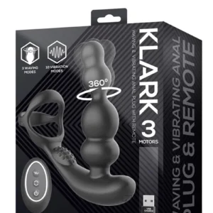 IY - Klark - Waving & Vibrating Anal Plug with Remote - Black