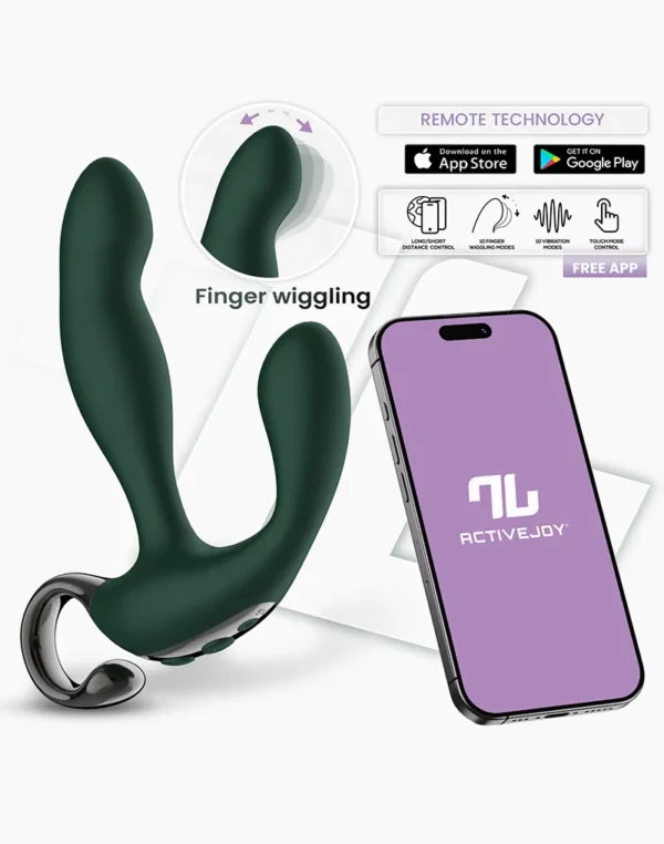 IY - Greeny - Prostate Massager with Finger Wiggling, App Controlled - Green