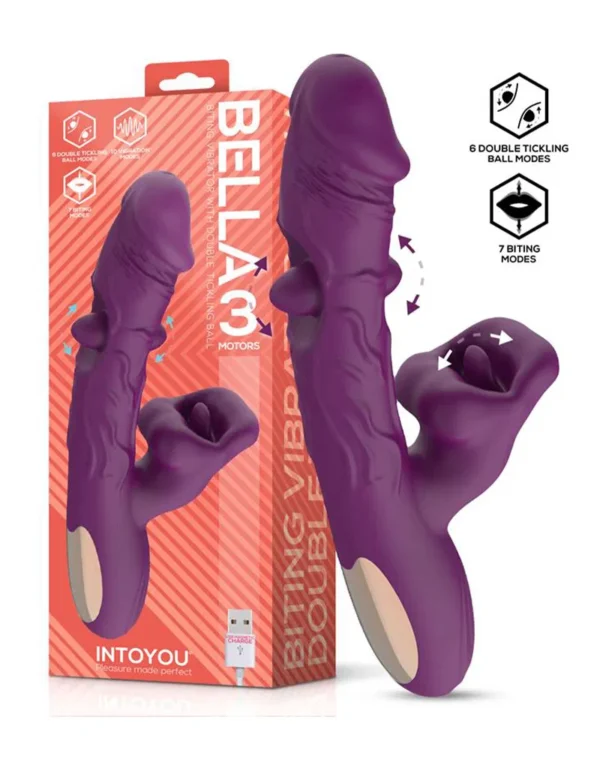 IY - Bella - Triple Motor Vibrator with Double Tickling Ball and Bitting - Purple