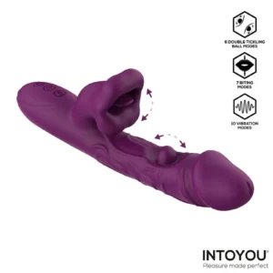 IY - Bella - Triple Motor Vibrator with Double Tickling Ball and Bitting - Purple