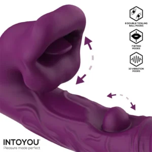 IY - Bella - Triple Motor Vibrator with Double Tickling Ball and Bitting - Purple