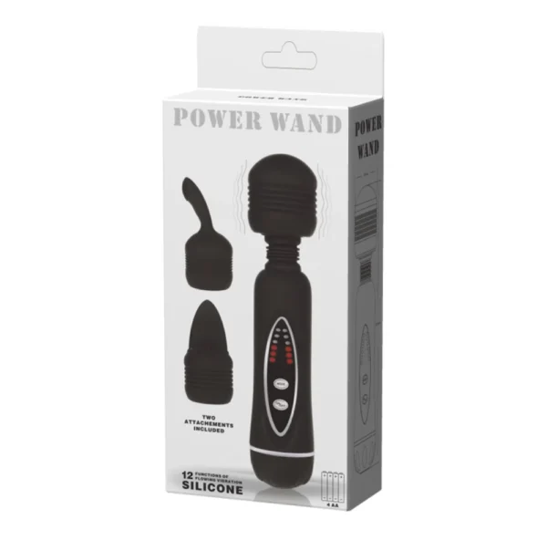 Pretty Love Magical Massager – Vibrator Wand Masaj Waterproof, Silicon Premium, 12 moduri de vibratii, Negru