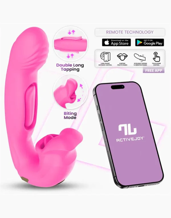 IY - Bimby - Biting and Double Tongue Tapping Vibrator with App - Pink