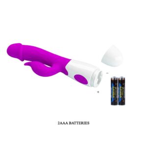 Pretty Love Peter Purple – Vibrator Rabbit Waterproof, Silicon Premium, Punctul G, 19.2 cm, Ø 3.1 cm