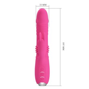 Pretty Love Dorothy Pink – Vibrator Rabbit Waterproof, Silicon Premium, Punctul G, roz, 19.7 cm, Ø 3.3 cm