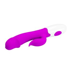 Pretty Love Peter Purple – Vibrator Rabbit Waterproof, Silicon Premium, Punctul G, 19.2 cm, Ø 3.1 cm