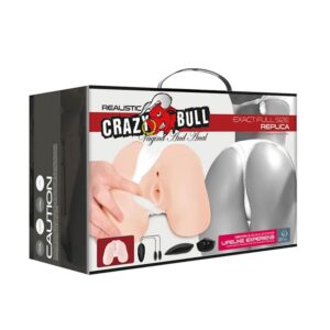 Crazy Bull Exact – Masturbator Realistic Tip Vagin si Anus, cu Vibratii si Telecomanda, TPR Moale, Waterproof