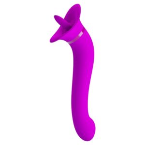 Pretty Love Faust – Vibrator Dublu Waterproof, Silicon, Punctul G, Stimulare Clitoris, 21.9 cm, Ø 3.2 cm