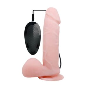 Baile Skin Oliver – Dildo Realistic Vibrator, cu Ventuza, Control prin Telecomanda, TPR moale, Ø 4.4 cm