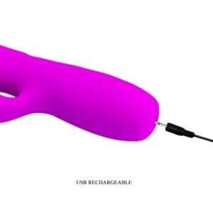 Pretty Love Melanie – Vibrator Rabbit Waterproof, 12 Moduri de Vibratii, Silicon Premium, 20,5 cm, Ø 3,5 cm