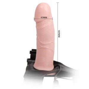 Hollow – Strap On cu Dildo Realistic si Vibratii, cu Telecomanda, 16.5 cm, Ø 4.3 cm