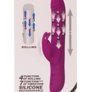 Pretty Love Byron Purple – Vibrator Rabbit Waterproof, Silicon, Punctul G, Functie de Impingere, 25 cm, Ø 4 cm
